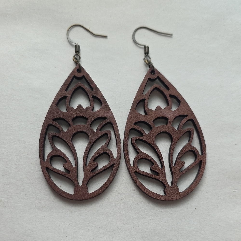 Brown Wooden Boho Earrings